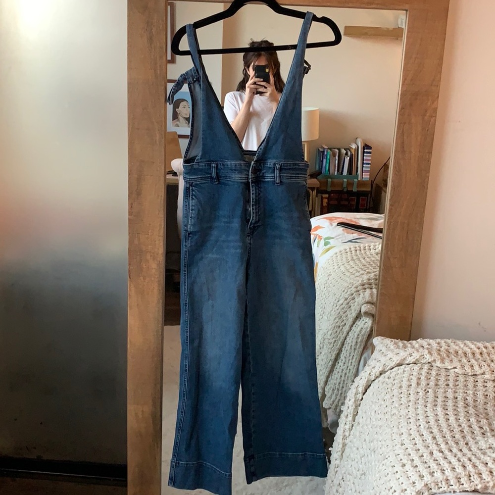 Free People A-line denim overalls